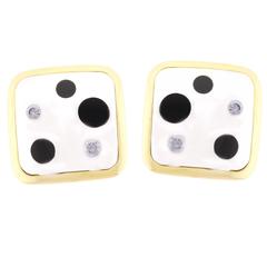 Michael Bondanza Onyx Diamond Gold Platinum Polka Earrings 1