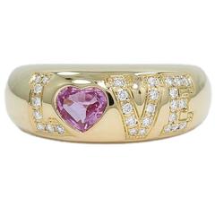 Chopard Yellow Gold Pink Sapphire and Diamond LOVE Ring 