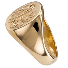 Tiffany and Co 18 Karat Yellow Gold Signet Ring at 1stDibs