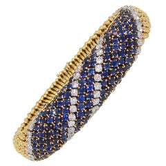 1950s Van Cleef & Arpels Couscous Sapphire Diamond Gold Bracelet