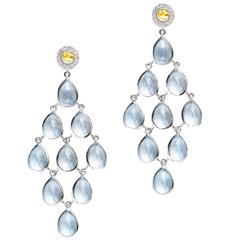 Yellow Sapphire, Diamond, Blue Topaz Earrings 11