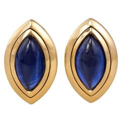 1990s Hemmerle Cabochon Sapphire Gold Earrings 6