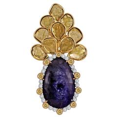 Tanzanite Slice Diamond gold Pendant 