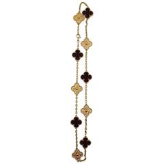 Van Cleef & Arpels Bois d'Amourette Gold 10 Motif Alhambra Necklace