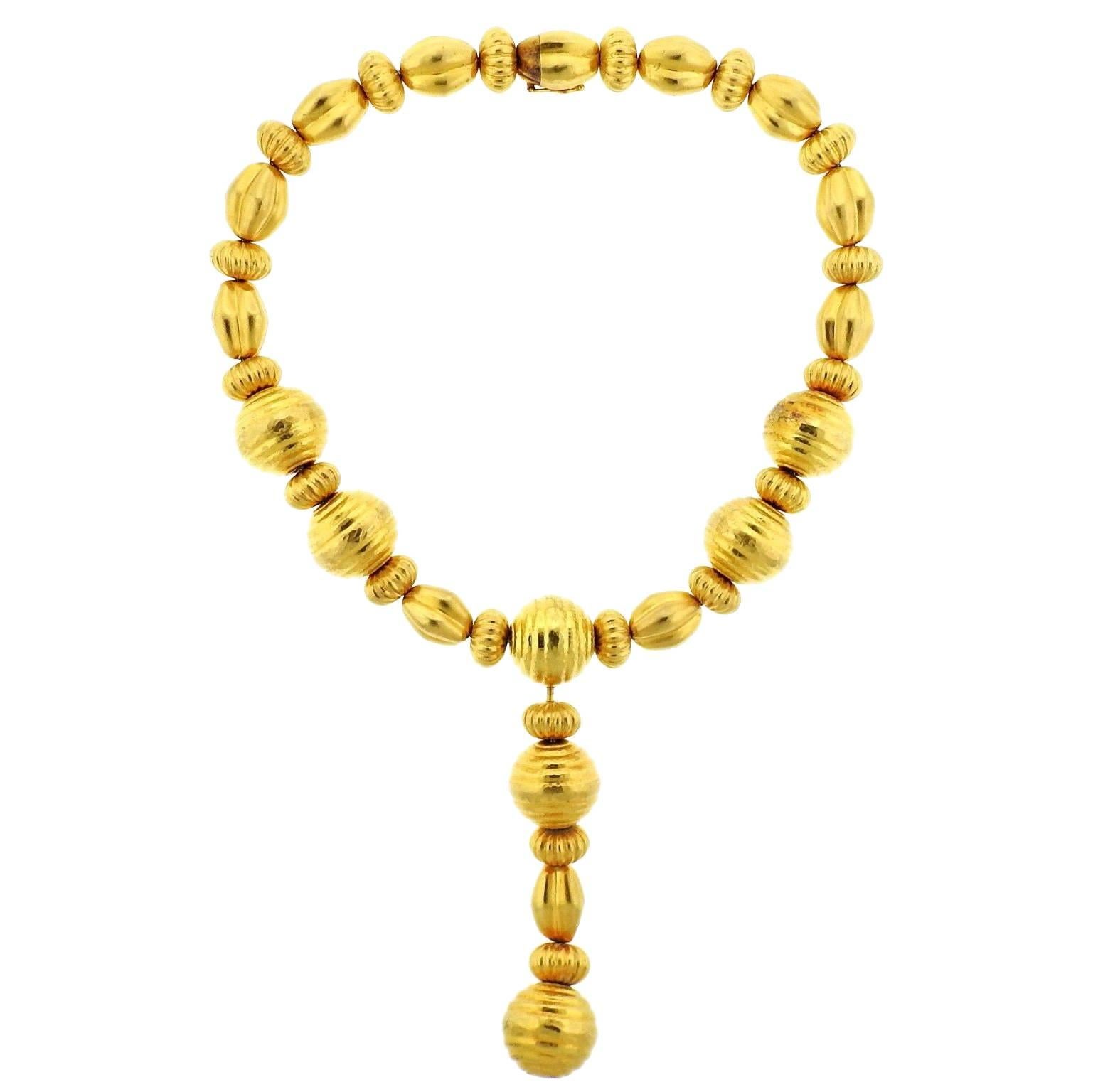Ilias Lalaounis Greece Gold Bead Necklace