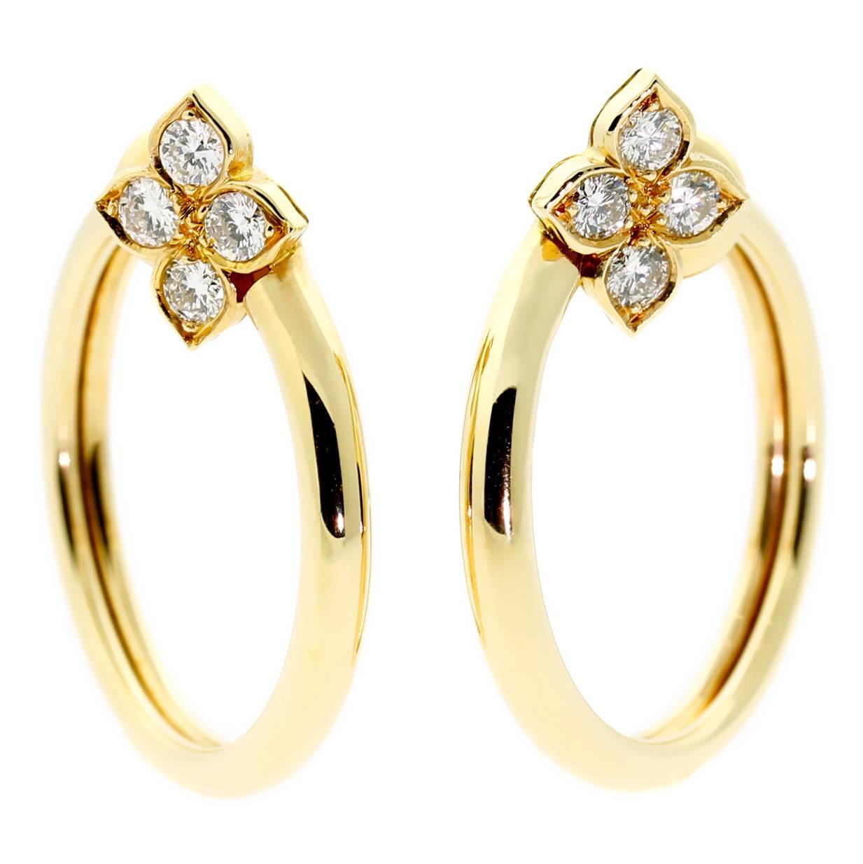 Cartier Flower Diamond Gold Earrings