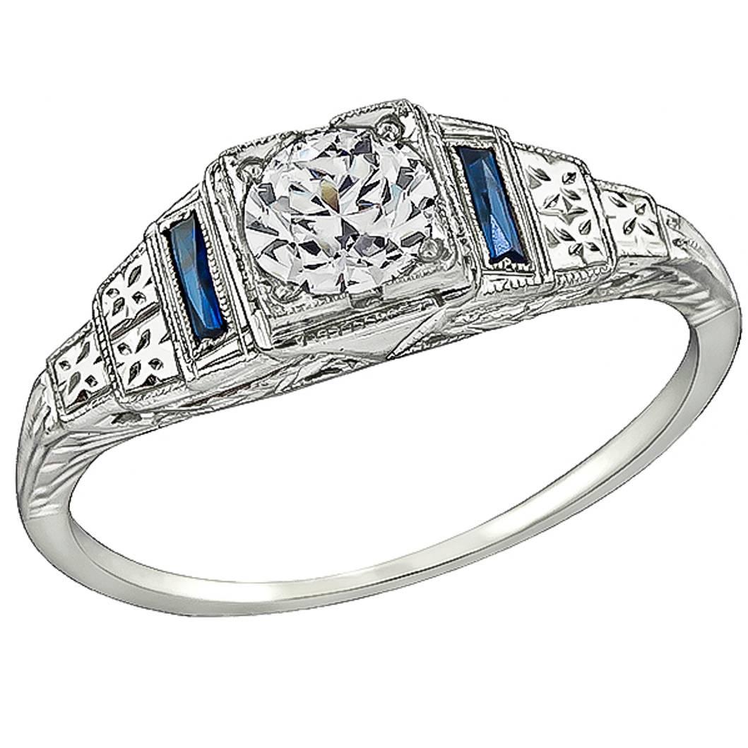 Vintage GIA 0.53 Carat Diamond Engagement Ring