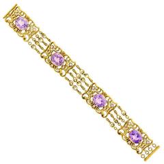 Antique American Art Nouveau Amethyst and Gold Bracelet 10