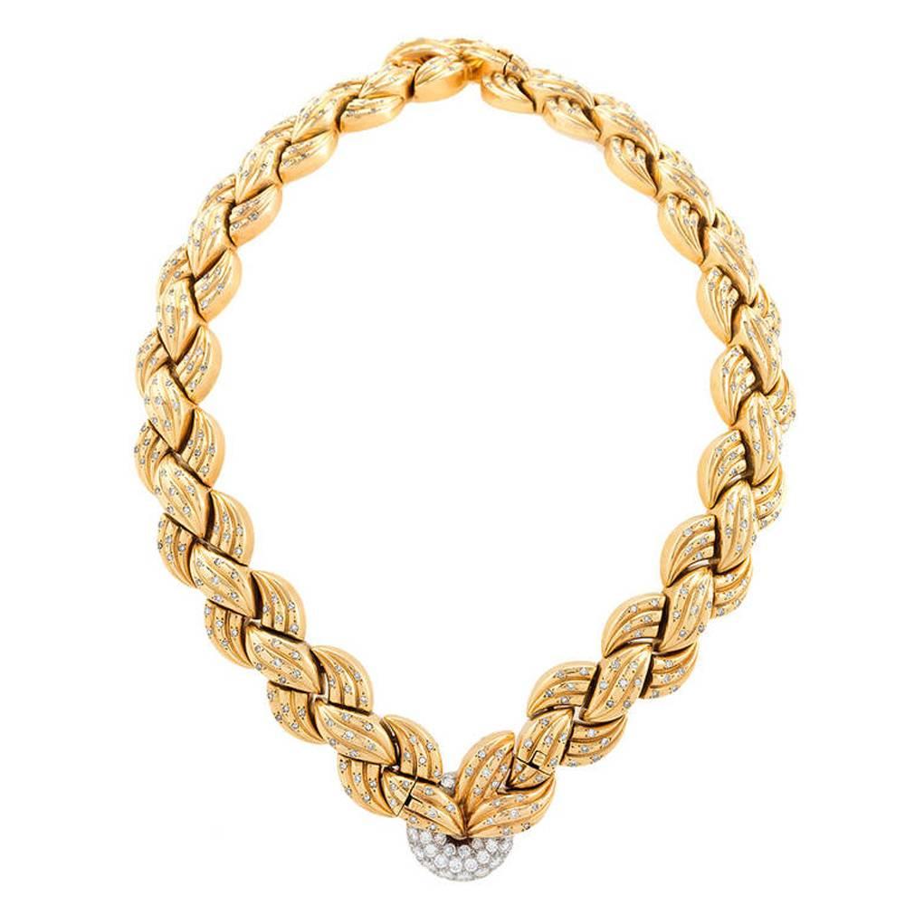 Van Cleef & Arpels 1940s Diamond Gold Necklace and Bracelets
