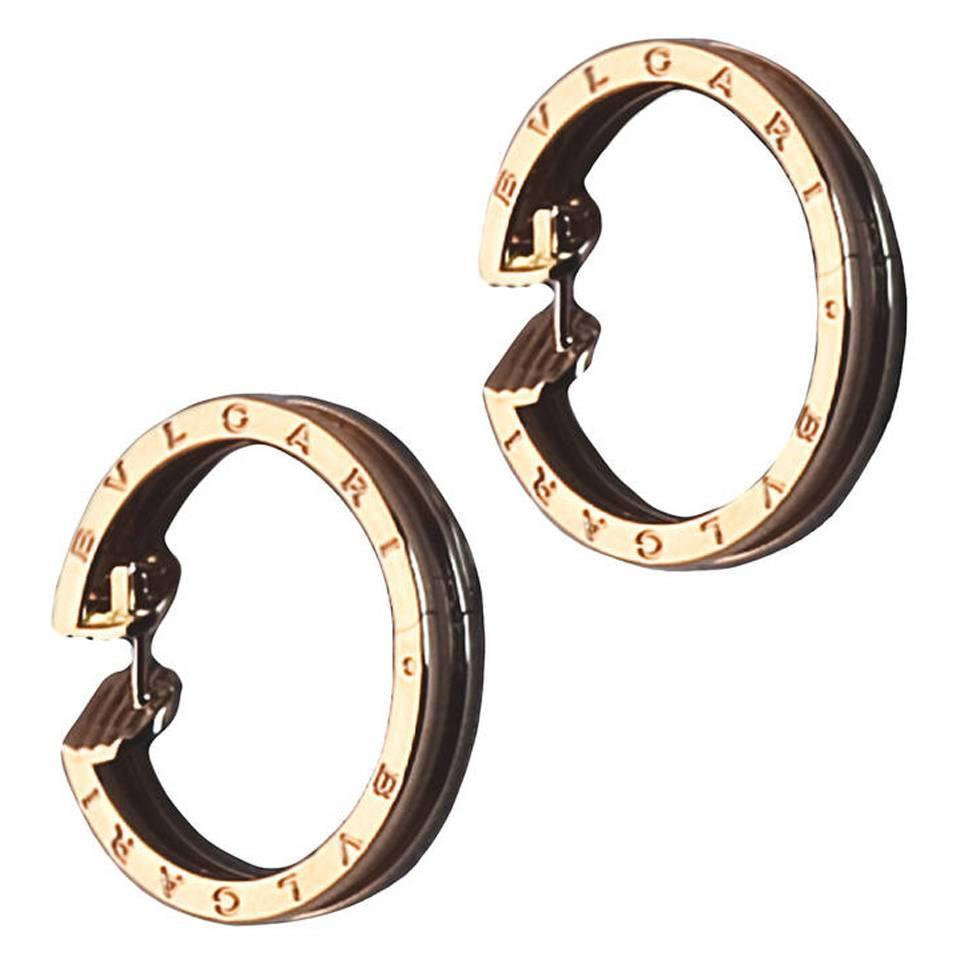 Bulgari Rose Gold Hoop Earrings For Sale at 1stdibs