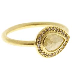 Faye Kim Milky Diamond Gold Pear Shape Ring