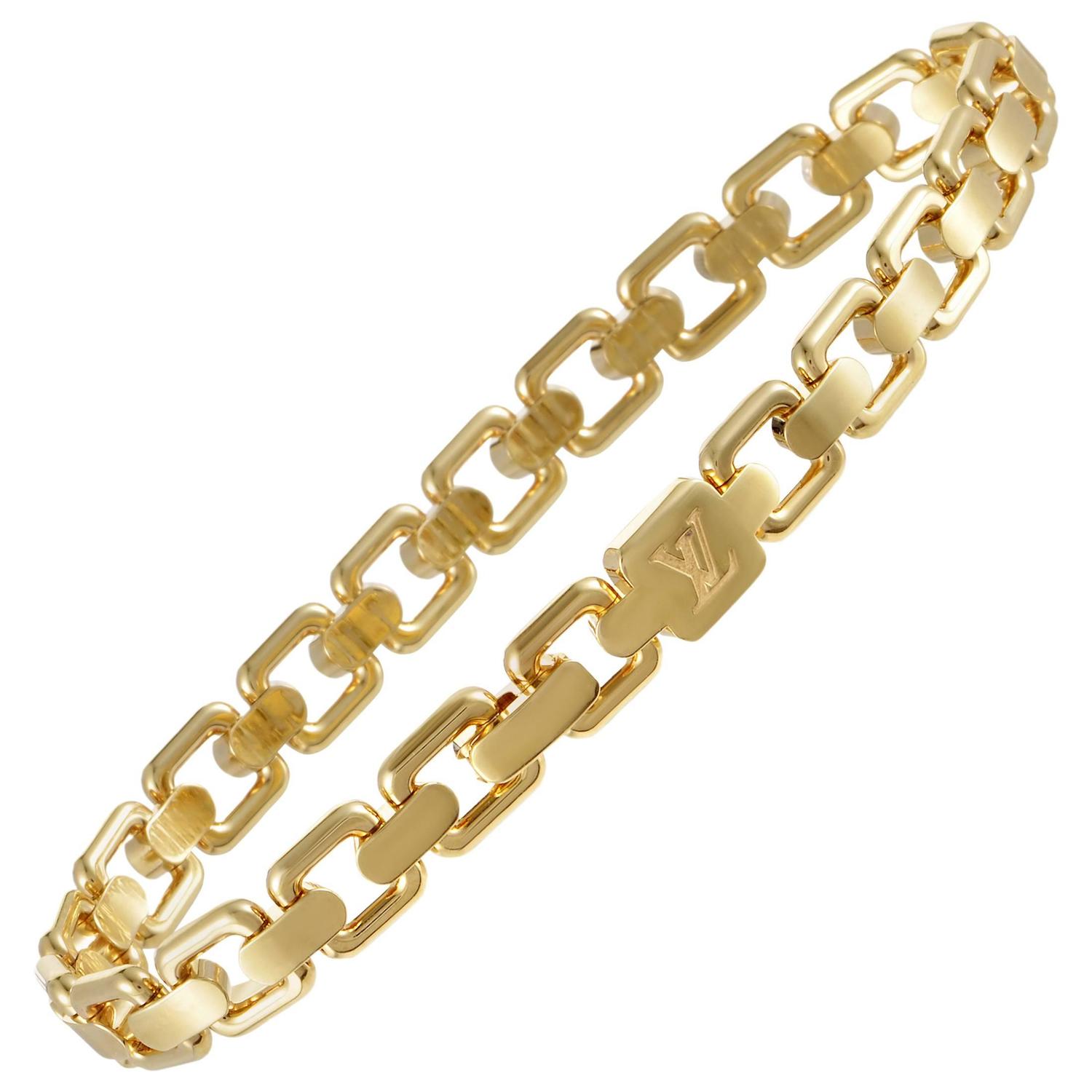 Louis Vuitton Yellow Gold Chain Link Bracelet For Sale at 1stdibs