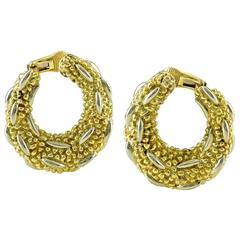 1980s Textured Gold Hoops