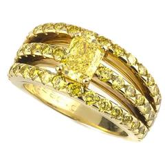 Graff Fancy Yellow 0.92 Carat GIA Certified Diamond Ring 12