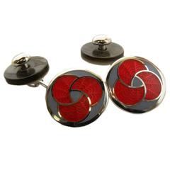Enamel and Shell Sterling Silver Cufflinks 7