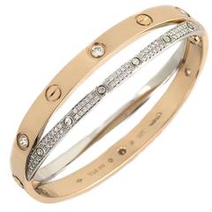 Cartier Love Bangle Pave Diamond Set and Rose Gold