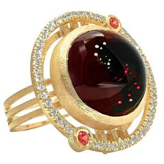 Shimell and Madden One of a Kind Garnet Orange Sapphire Diamond Handmade Ring