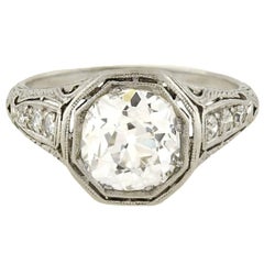 Art Deco 2.40carat Diamond Engagement Platinum Ring 