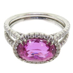 Manfredi Jewels 3.55 Carats Pink Sapphire Diamonds Platinum Ring