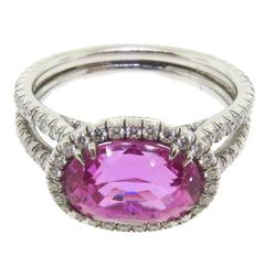 Manfredi Jewels 3.55 Carats Pink Sapphire Diamonds Platinum Ring 11