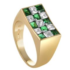 Oscar Heyman Diamond Emerald Yellow Gold Platinum Ring