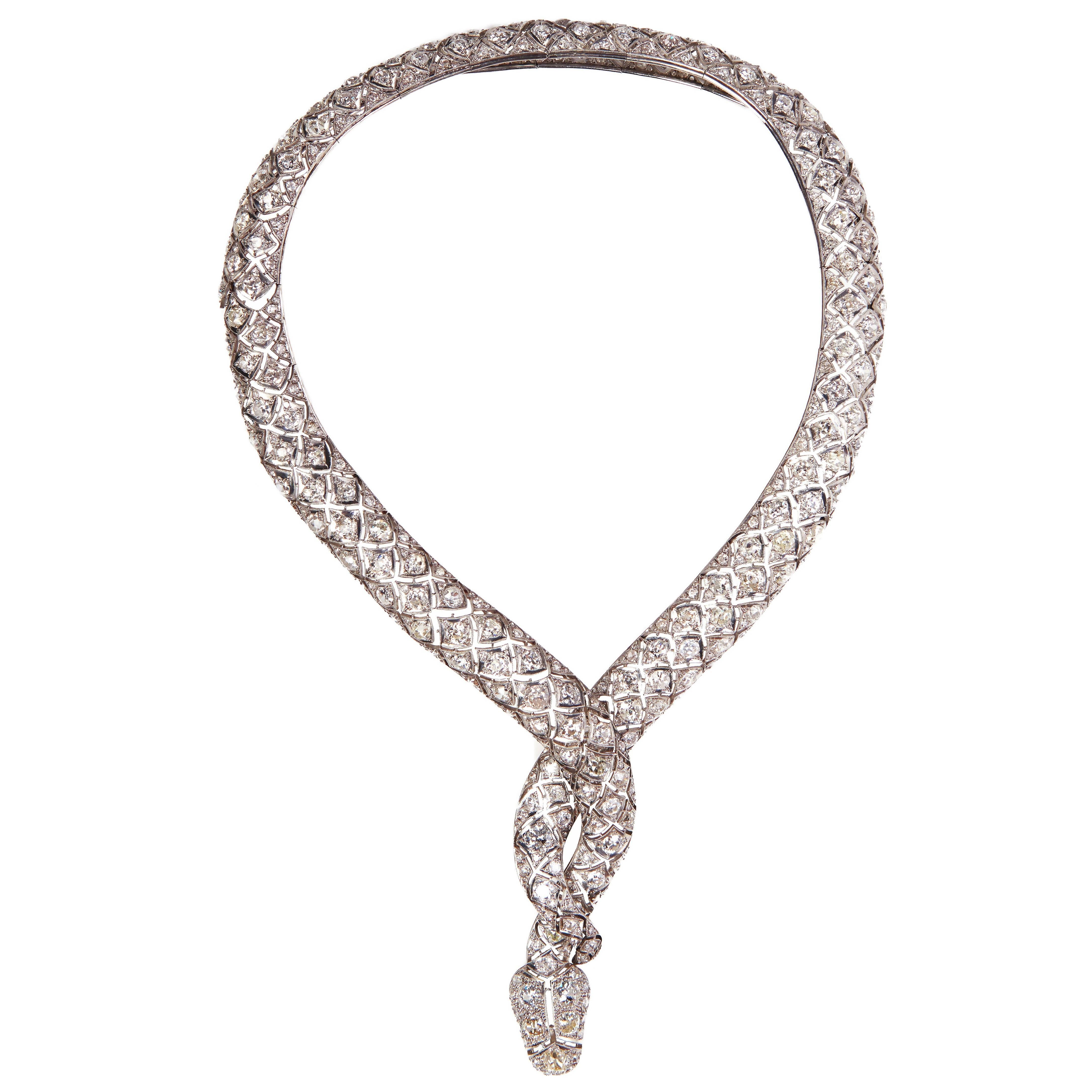 Impressive Retro Diamond Serpent Necklace