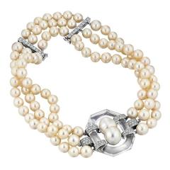 David Webb Pearl Rock Crystal Diamond Platinum Necklace 3