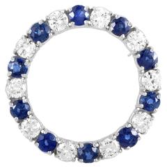 Diamond Sapphire Platinum Hoop Pin