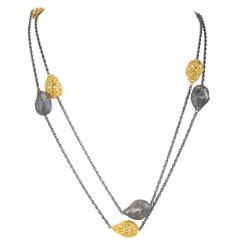 Silver & Gold Textured Necklace & Choker by Alex Soldier. Handmade in NYC. 