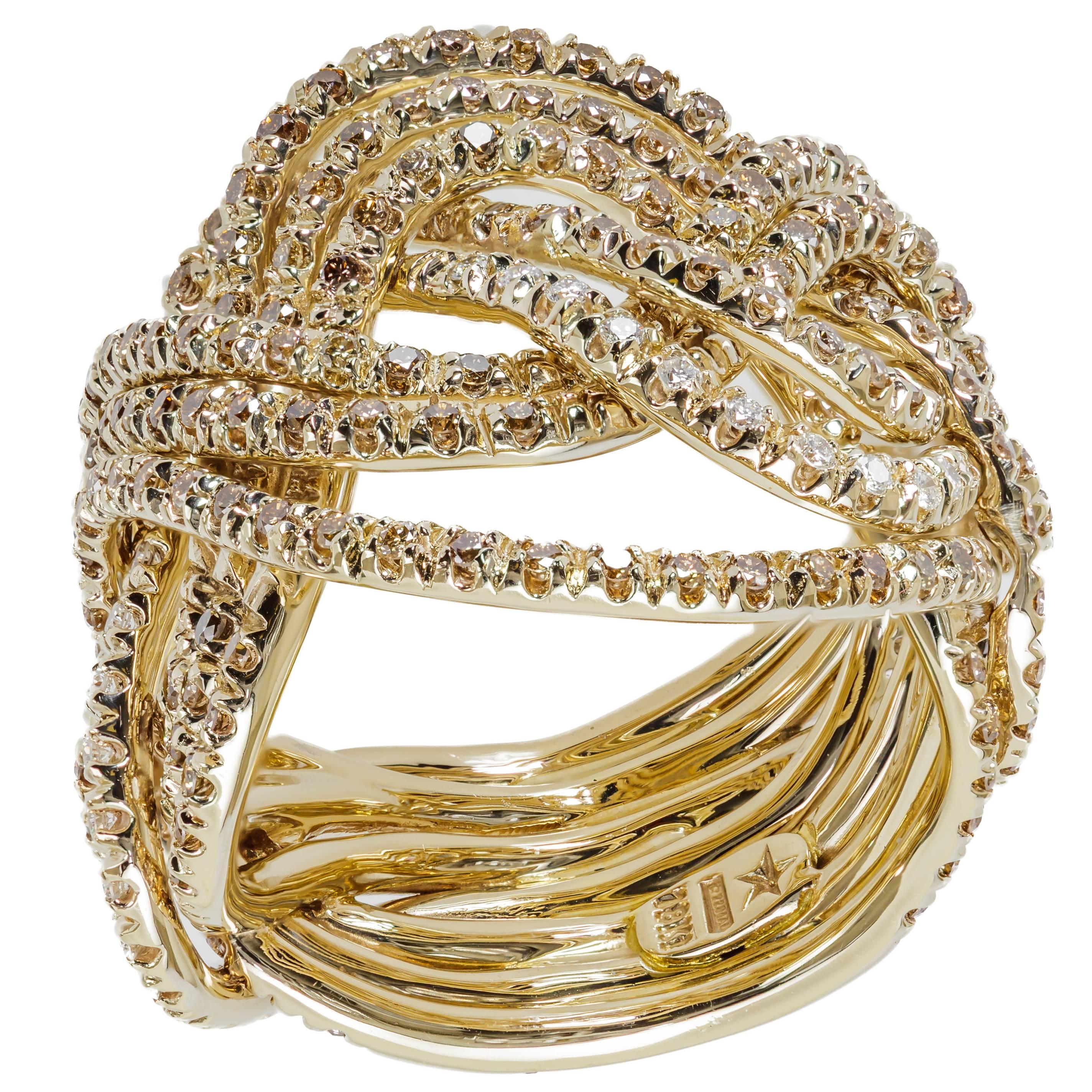 H. Stern Zephyr Ring, 18 Karat Noble Gold, 1.64 Carat Diamonds For Sale