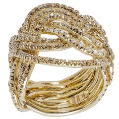 Retro H. Stern Zephyr Ring, 18 Karat Noble Gold, 1.64 Carat Diamonds