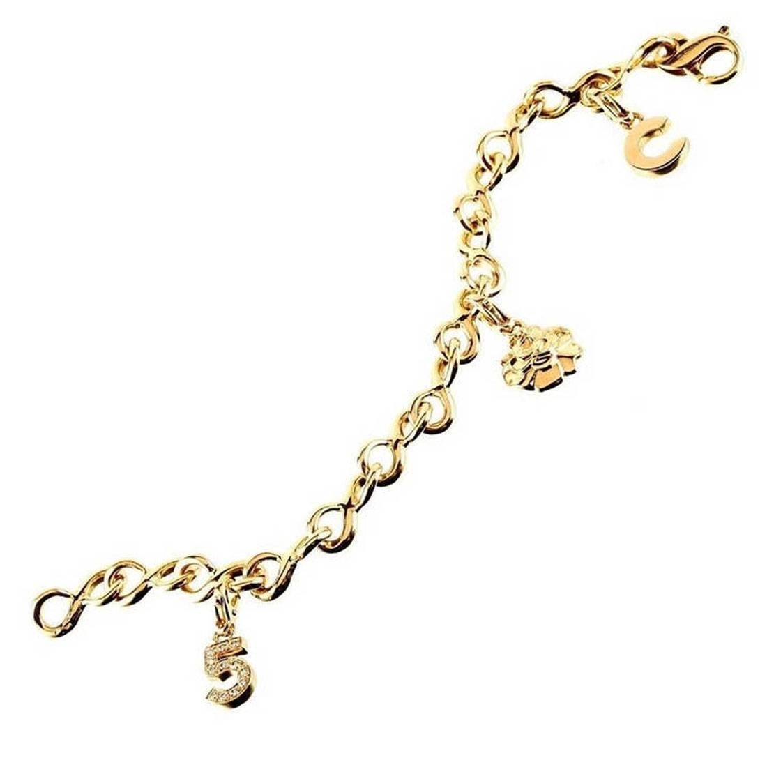 Chanel Camelia Gold Charm Bracelet