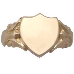 Antique 1915 9 k Yellow Gold Signet Ring 10