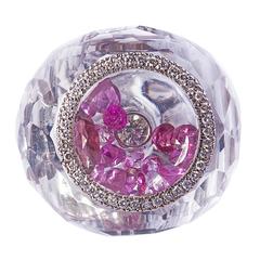 Rock Crystal, Pink sapphires, Rubies and Diamond Ring