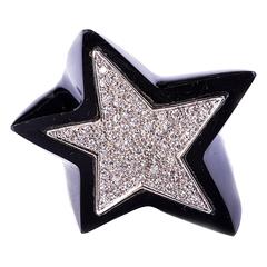 Onyx and diamond Star Ring