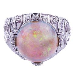 18kt Gold, Opal and Diamond Ring 