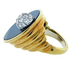 LE TRIOMPHE  "Cyclone " Design Onyx and Diamond Ring