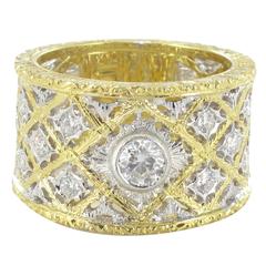 Diamond Gold Filigree Large Band Ring