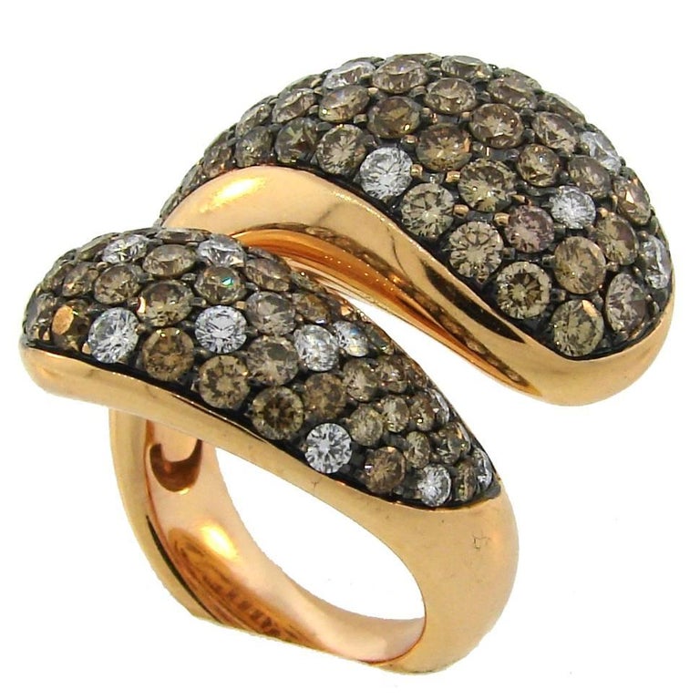 De Grisogono Diamond Rose Gold Stylized Snake Ring at 1stDibs