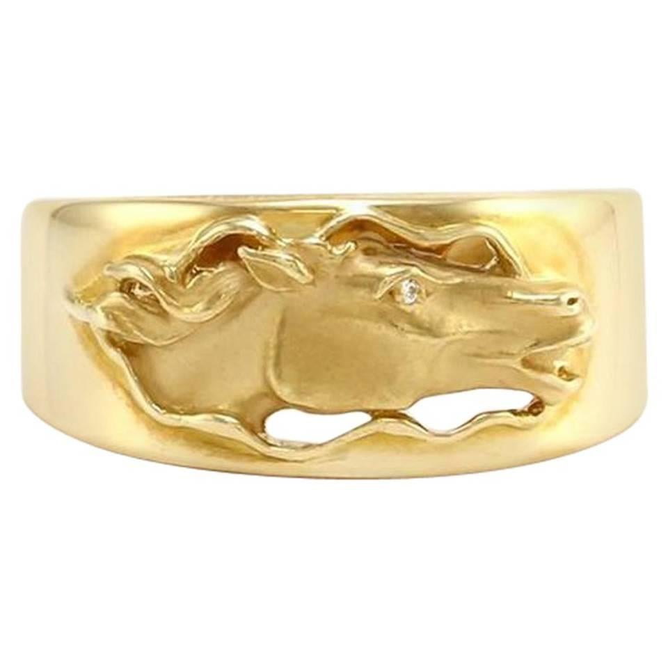 Carrera y Carrera  Gold Galloping Horse Head Diamond Ring For Sale