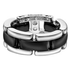 Chanel White Gold and Black Ceramic "Ultra" Band Ring 4