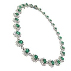 Manfredi Jewels Emerald Diamond Gold Necklace