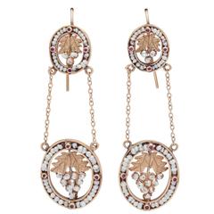 Victorian Natural Pearl Gold Chandelier Earrings 11