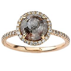 Brown Rough Diamond Engagement Ring in Rose Gold 4