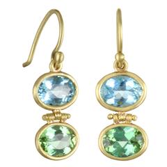Faye Kim Aquamarine Green Tourmaline Earrings