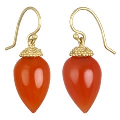 Faye Kim 18k Gold Carnelian Acorn Drop Earrings