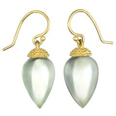 Faye Kim Prazeolite Acorn Gold Drop Earrings