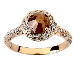 Rose Gold Round Ring with Natural Rough Yellow Diamond