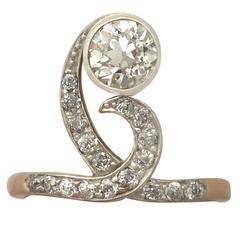 1900s Antique 1.60 Carat Diamond and Yellow Gold Cocktail Ring 6