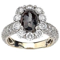 Noir Rough Black Oval Diamond Ring